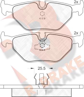 R Brake RB1051 - Тормозные колодки, дисковые, комплект unicars.by