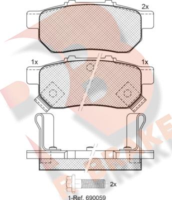 R Brake RB1024 - Тормозные колодки, дисковые, комплект unicars.by