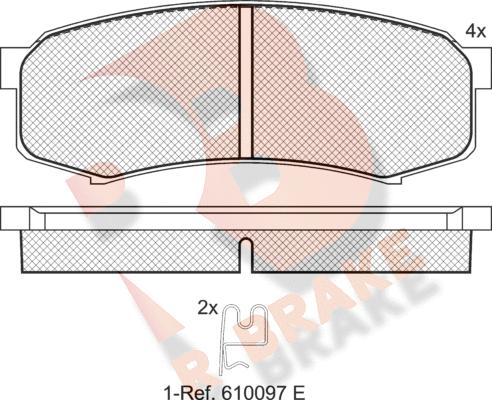 R Brake RB1027 - Тормозные колодки, дисковые, комплект unicars.by