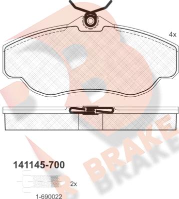 R Brake RB1145-700 - Тормозные колодки, дисковые, комплект unicars.by