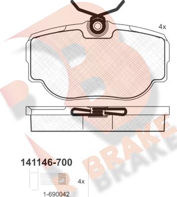 R Brake RB1146-700 - Тормозные колодки, дисковые, комплект unicars.by