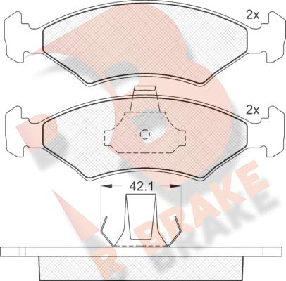 R Brake RB1142 - Тормозные колодки, дисковые, комплект unicars.by