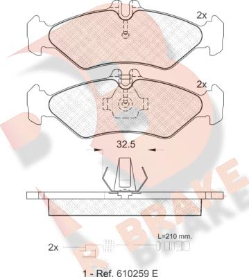 R Brake RB1102 - Тормозные колодки, дисковые, комплект unicars.by