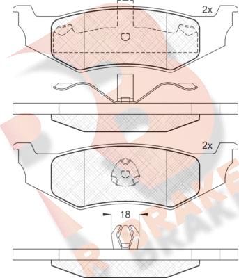 R Brake RB1114 - Тормозные колодки, дисковые, комплект unicars.by