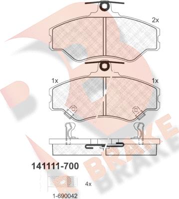 R Brake RB1111-700 - Тормозные колодки, дисковые, комплект unicars.by