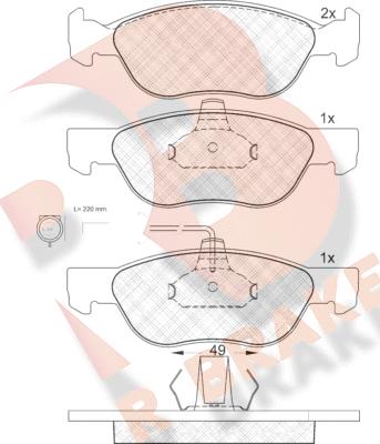 R Brake RB1124 - Тормозные колодки, дисковые, комплект unicars.by