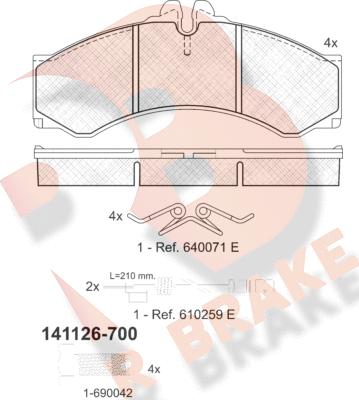 R Brake RB1126-700 - Тормозные колодки, дисковые, комплект unicars.by