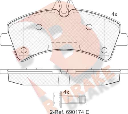 R Brake RB1849 - Тормозные колодки, дисковые, комплект unicars.by