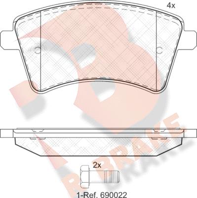 R Brake RB1854-200 - Тормозные колодки, дисковые, комплект unicars.by