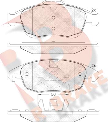 R Brake RB1852 - Тормозные колодки, дисковые, комплект unicars.by