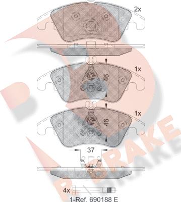 R Brake RB1865 - Тормозные колодки, дисковые, комплект unicars.by