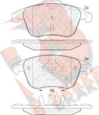 R Brake RB1866 - Тормозные колодки, дисковые, комплект unicars.by