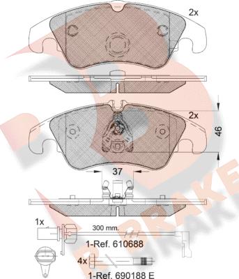 R Brake RB1862-202 - Тормозные колодки, дисковые, комплект unicars.by