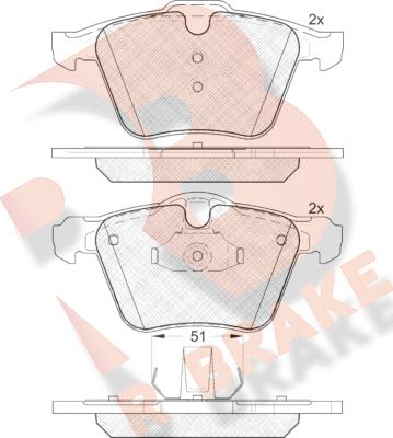 R Brake RB1805 - Тормозные колодки, дисковые, комплект unicars.by