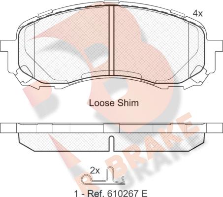 R Brake RB1800 - Тормозные колодки, дисковые, комплект unicars.by