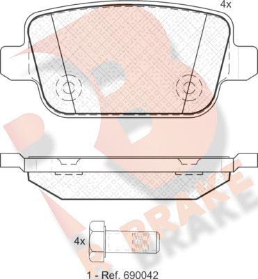 R Brake RB1801 - Тормозные колодки, дисковые, комплект unicars.by