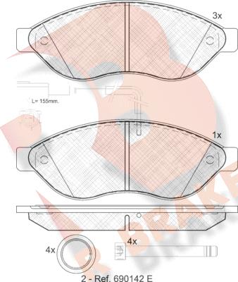 R Brake RB1803 - Тормозные колодки, дисковые, комплект unicars.by