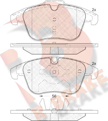 R Brake RB1886 - Тормозные колодки, дисковые, комплект unicars.by