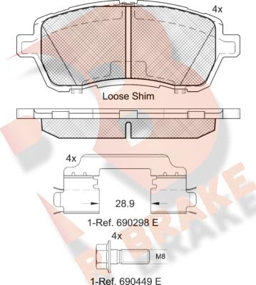 R Brake RB1881-204 - Тормозные колодки, дисковые, комплект unicars.by