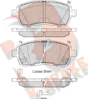 R Brake RB1881 - Тормозные колодки, дисковые, комплект unicars.by