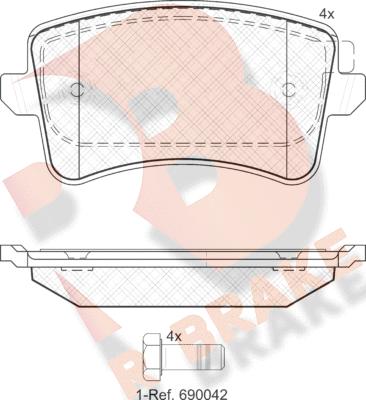 R Brake RB1835 - Тормозные колодки, дисковые, комплект unicars.by