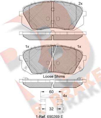 R Brake RB1826-201 - Тормозные колодки, дисковые, комплект unicars.by