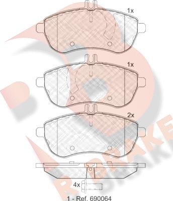 R Brake RB1821 - Тормозные колодки, дисковые, комплект unicars.by