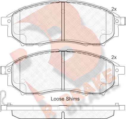 R Brake RB1876 - Тормозные колодки, дисковые, комплект unicars.by