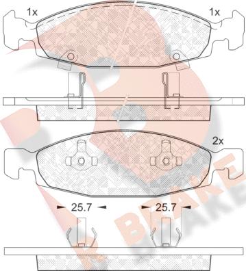 R Brake RB1398 - Тормозные колодки, дисковые, комплект unicars.by