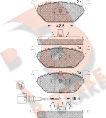 R Brake RB1349-400 - Тормозные колодки, дисковые, комплект unicars.by