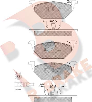 R Brake RB1349-396 - Тормозные колодки, дисковые, комплект unicars.by