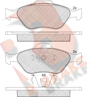 R Brake RB1343 - Тормозные колодки, дисковые, комплект unicars.by