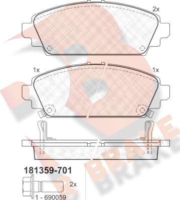 R Brake RB1359-701 - Тормозные колодки, дисковые, комплект unicars.by