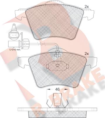 R Brake RB1350 - Тормозные колодки, дисковые, комплект unicars.by