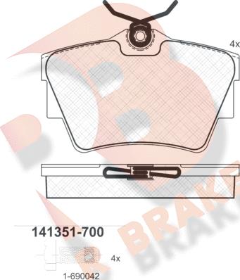 R Brake RB1351-700 - Тормозные колодки, дисковые, комплект unicars.by