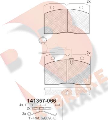 R Brake RB1357 - Тормозные колодки, дисковые, комплект unicars.by