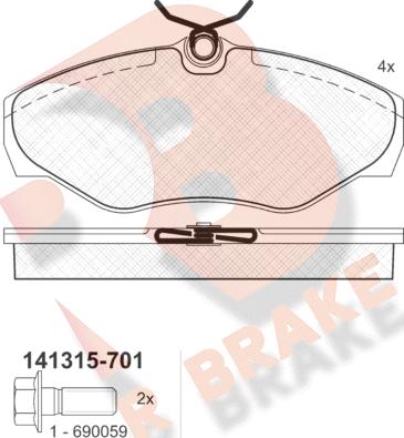 R Brake RB1315-701 - Тормозные колодки, дисковые, комплект unicars.by