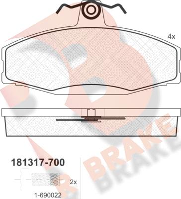 R Brake RB1317-700 - Тормозные колодки, дисковые, комплект unicars.by