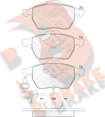 R Brake RB1384 - Тормозные колодки, дисковые, комплект unicars.by