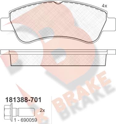 R Brake RB1388-701 - Тормозные колодки, дисковые, комплект unicars.by