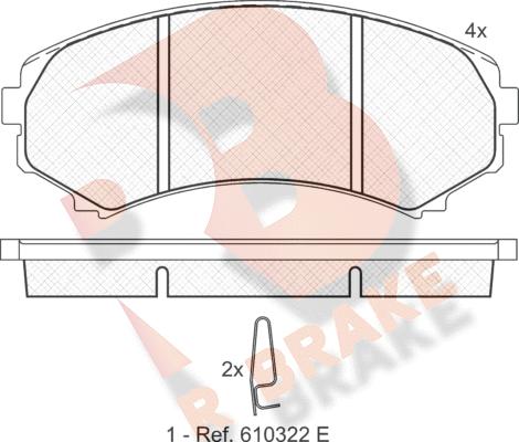 R Brake RB1374 - Тормозные колодки, дисковые, комплект unicars.by