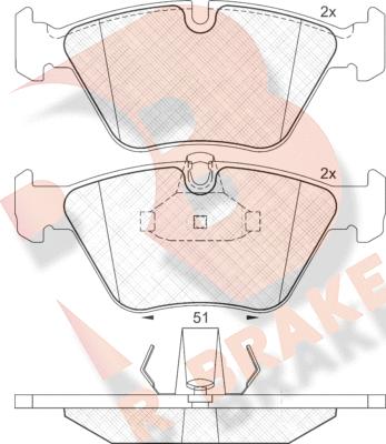 R Brake RB1296 - Тормозные колодки, дисковые, комплект unicars.by