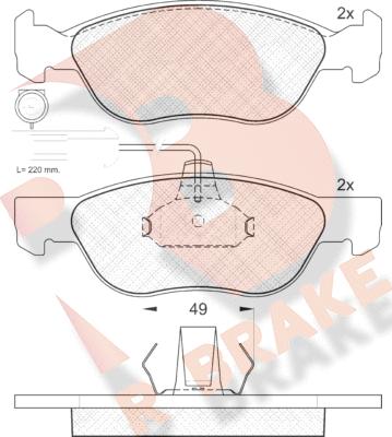 R Brake RB1243 - Тормозные колодки, дисковые, комплект unicars.by