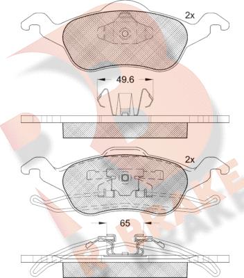 R Brake RB1264 - Тормозные колодки, дисковые, комплект unicars.by