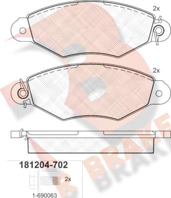 R Brake RB1204-702 - Тормозные колодки, дисковые, комплект unicars.by