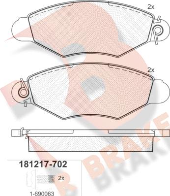 R Brake RB1217-702 - Тормозные колодки, дисковые, комплект unicars.by