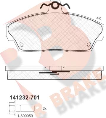 R Brake RB1232-701 - Тормозные колодки, дисковые, комплект unicars.by