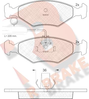 R Brake RB1226 - Тормозные колодки, дисковые, комплект unicars.by