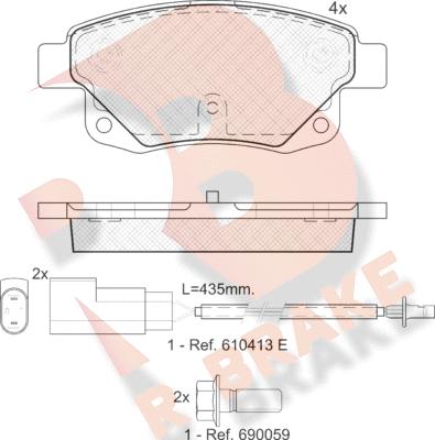 R Brake RB1794 - Тормозные колодки, дисковые, комплект unicars.by