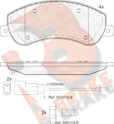 R Brake RB1793 - Тормозные колодки, дисковые, комплект unicars.by